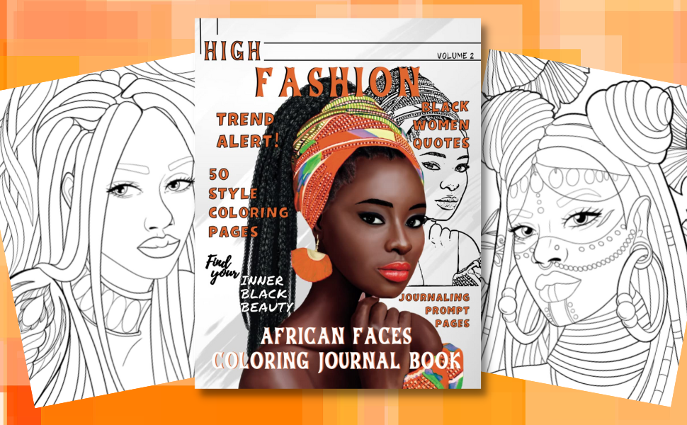 High Fashion Coloring Prompt Book: African Faces - coloring book Default Title Cheesetone Press