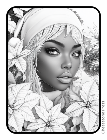 Unique Beautiful Women Christmas Portrait Grayscale 20 pg Printable Bundle - printable Default Title Cheesetone Press