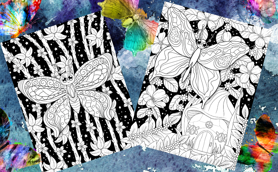 Butterflies At Night Coloring Book - coloring book Default Title Cheesetone Press