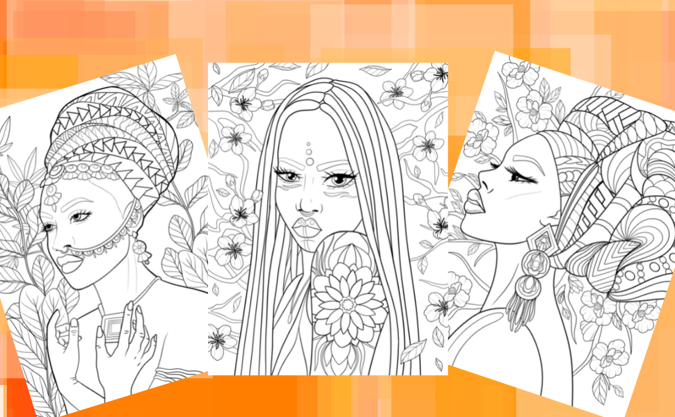 High Fashion Coloring Prompt Book: African Faces - coloring book Default Title Cheesetone Press