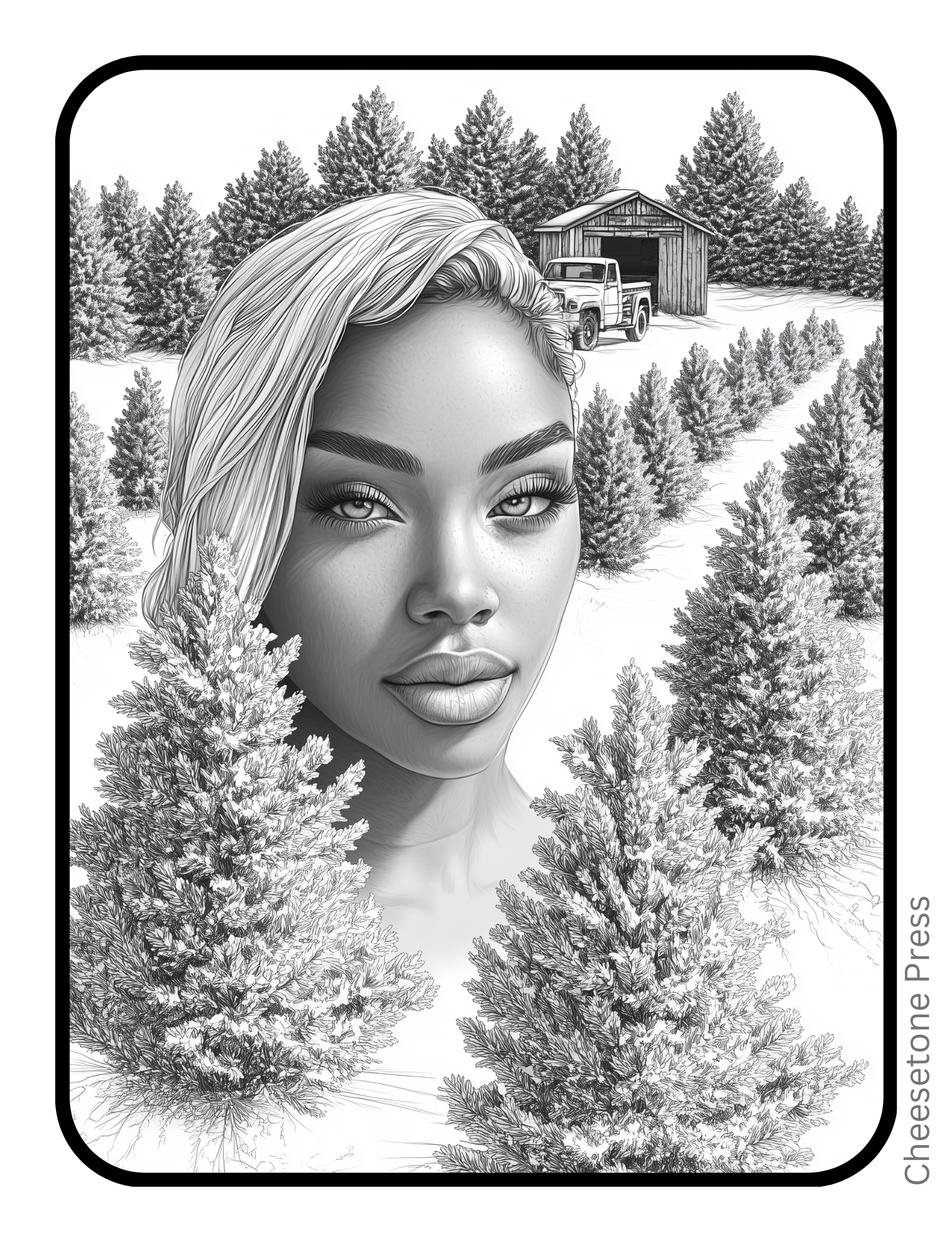 Unique Beautiful Women Christmas Portrait Grayscale 20 pg Printable Bundle - printable Default Title Cheesetone Press