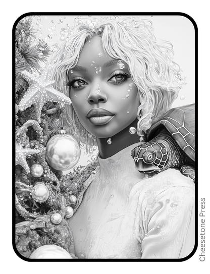 Unique Beautiful Women Christmas Portrait Grayscale 20 pg Printable Bundle - printable Default Title Cheesetone Press