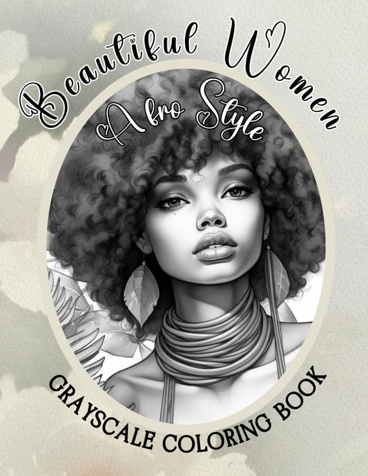 Beautiful Women Afro Style Grayscale Coloring Book - coloring book Default Title Cheesetone Press
