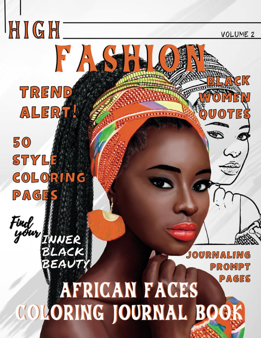 High Fashion Coloring Prompt Book: African Faces - coloring book Default Title Cheesetone Press