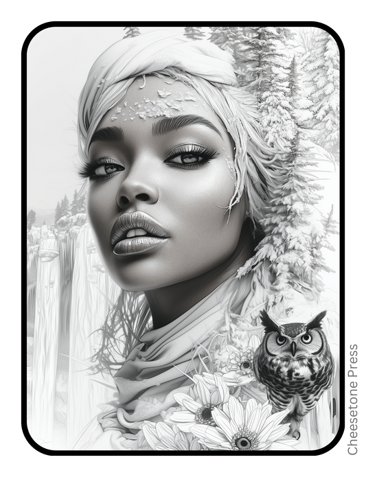 Unique Beautiful Women Christmas Portrait Grayscale 20 pg Printable Bundle - printable Default Title Cheesetone Press